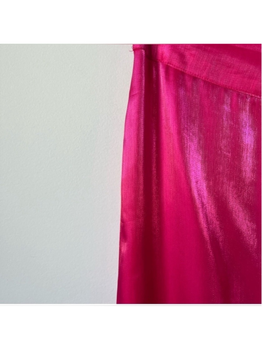 House of Harlow 1960 disco Satin high rise Hot Pink Wide-Leg Pants size small - Picture 4 of 13
